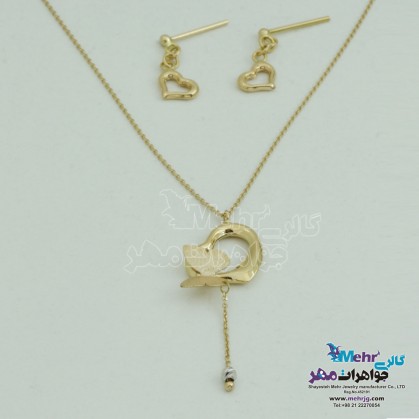 Half a Set of Gold - Necklace and Earrings - Heart Butterfly Design-MS0498